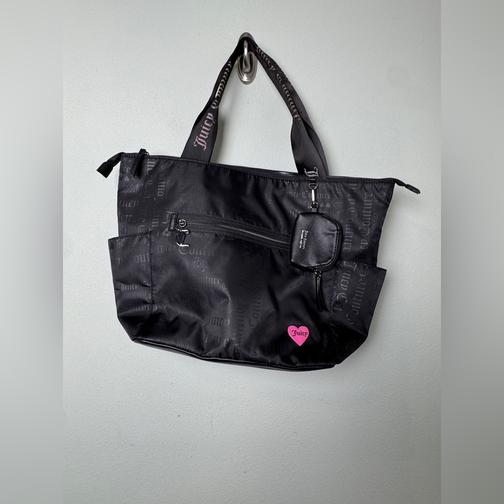 Juicy Couture Material Girl‎ Tote Bag in Black Liquorice w/Key Fob Coin Purse